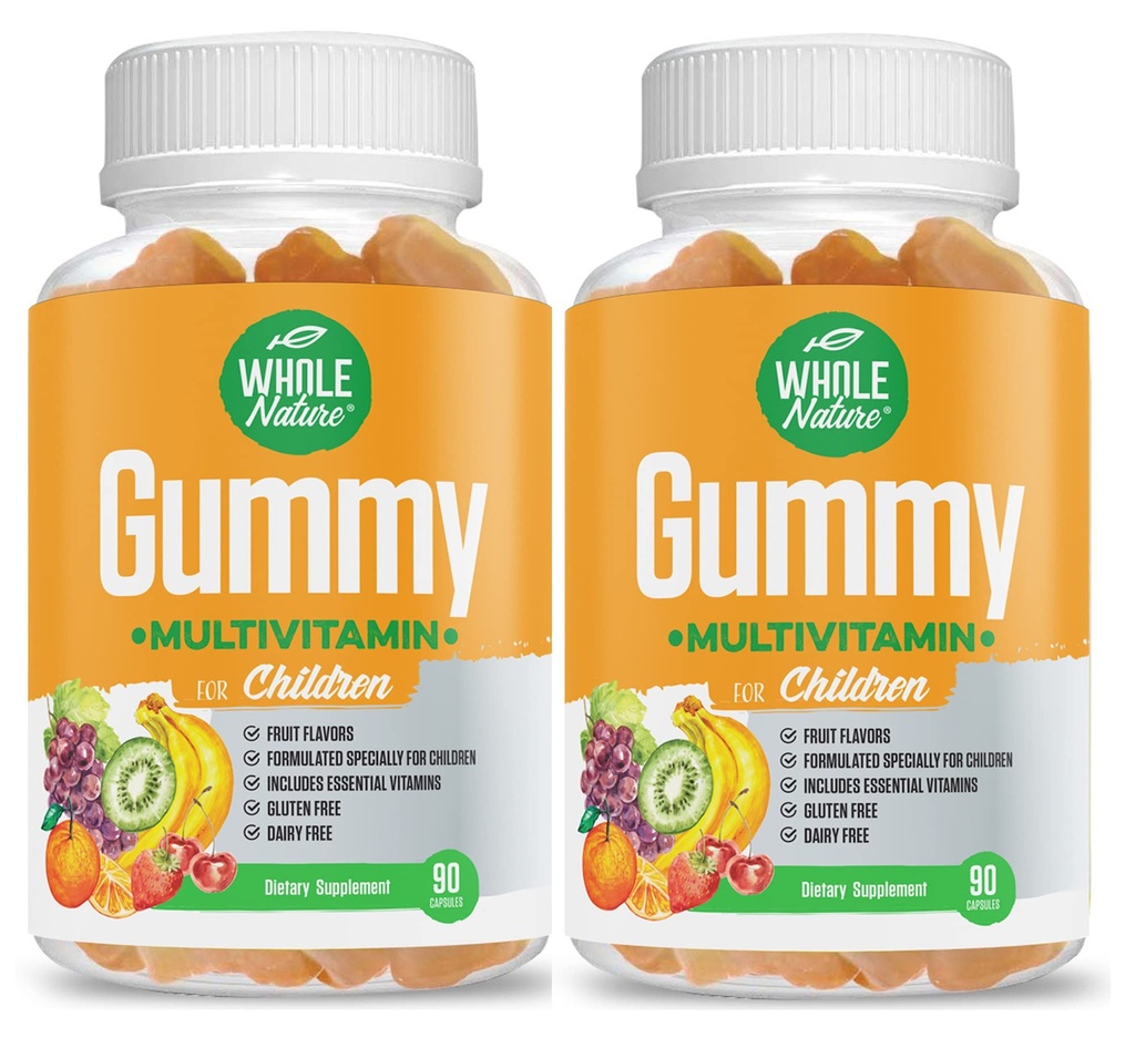 Kinder Vitamine - Komplette täglich essentielle Kinder Multivitamin und Mineralien für Gesamt-Wellness, 90 Gummi ergänzt Frucht Geschmack, keine künstliche Zucker, Milch und Gluten frei (2)