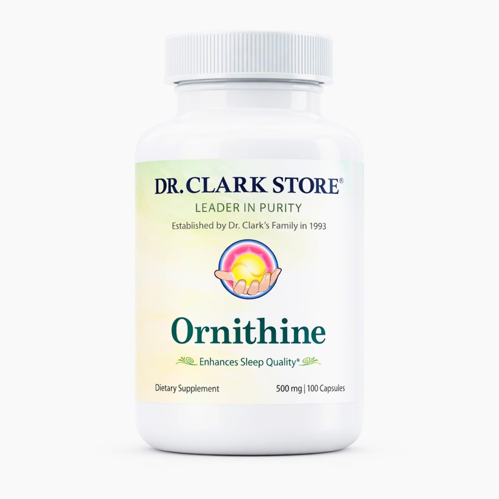 Dr Clark Ornithine Integratore alimentare - Gluten Free, Natural Sleep Aid, promuove il metabolismo delle proteine, la pulizia e la disintossicazione, 500mg, 100 capsule Gelatin