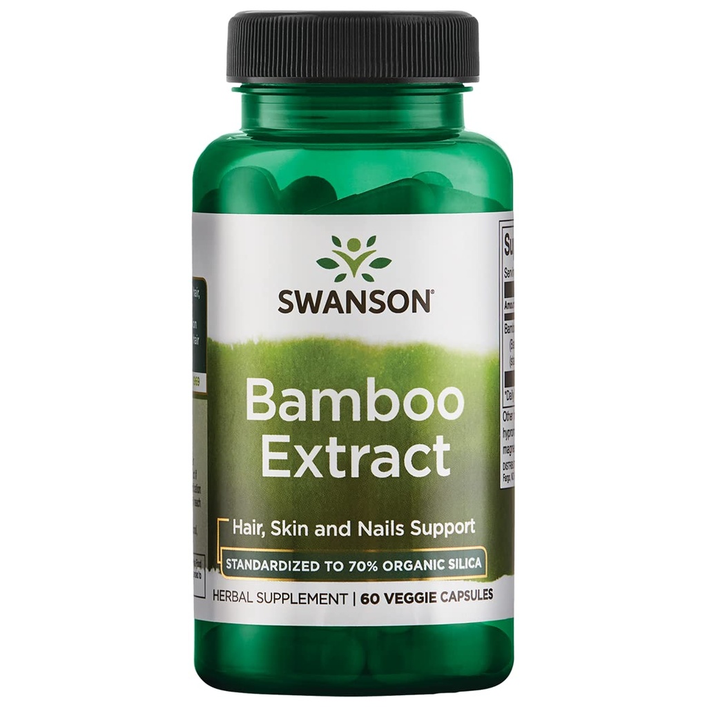 Swanson Bamboo Extrakt für Haare und Nägel Silica Supplement unterstützt Collagen 300 mg 60 Veggie Kapseln