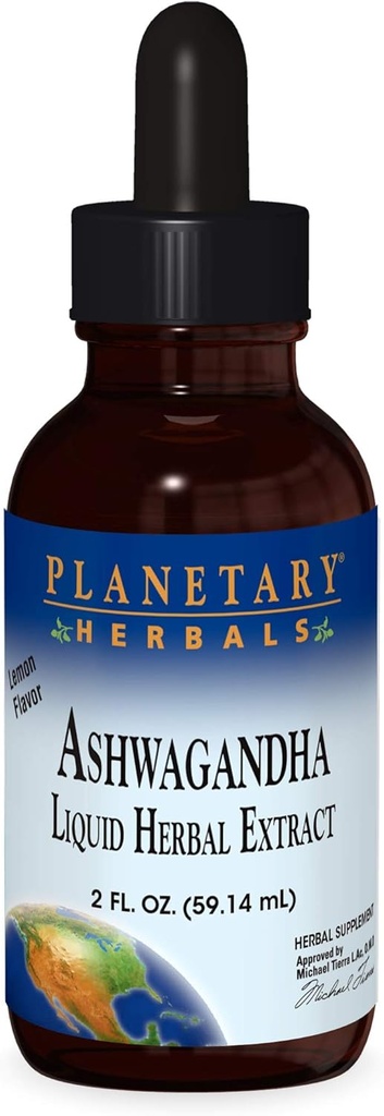Planetary Herbals Ashwaganda Kräuterextrakt Flüssigkeit, Zitronengeschmack, 2 flüssige Unze