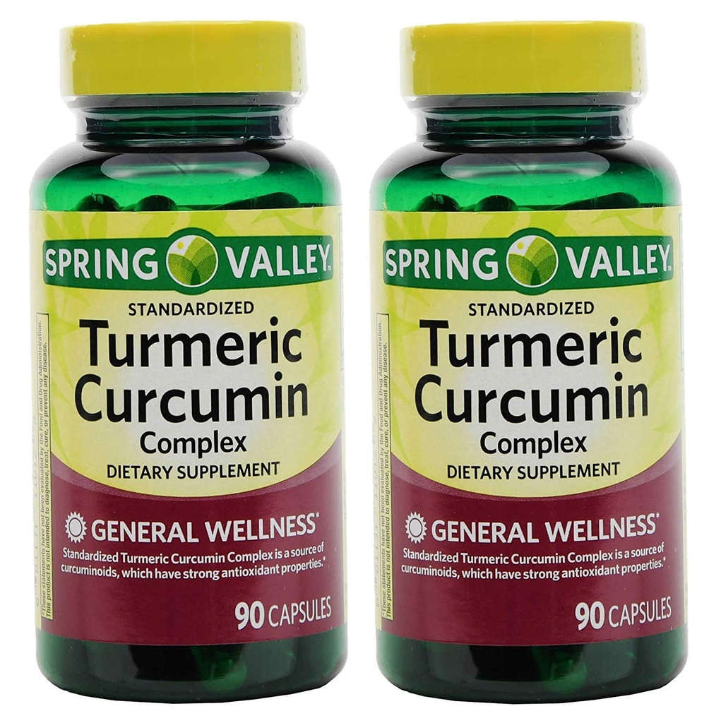 Spring Valley Stndr curcuma curcuma complesso capsule di integratori alimentari, 500 mg, 90 Conte Bottiglia, 2 Pack