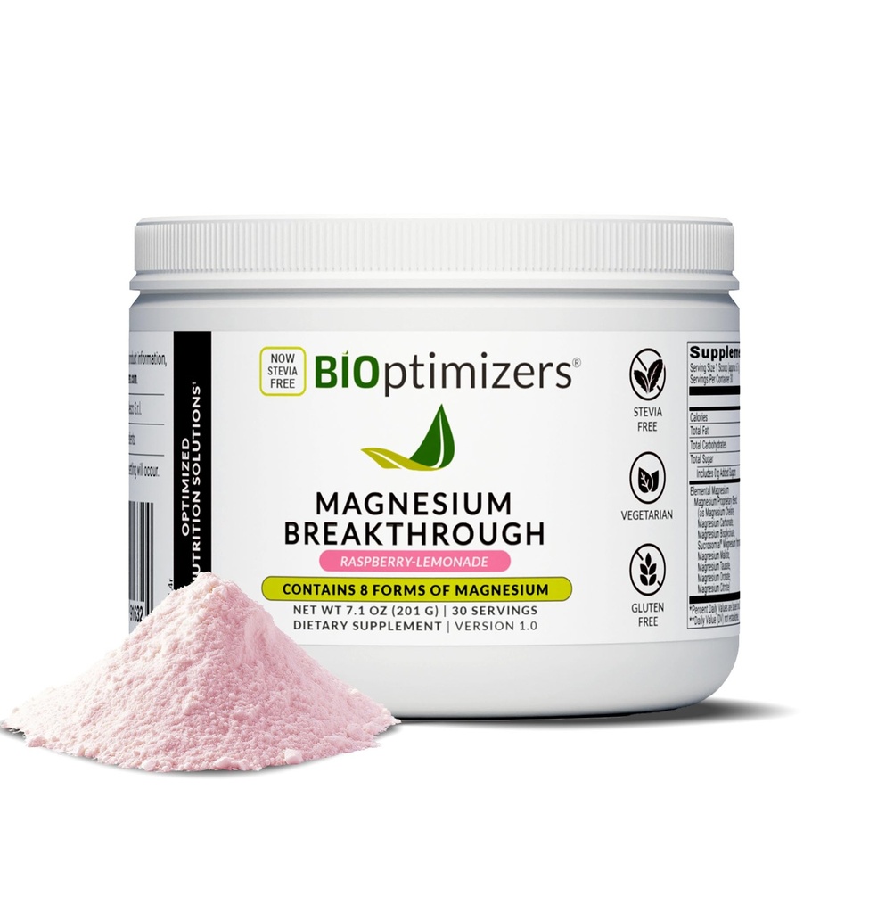 BIOptimizers Magnesium Breakthrough Drink - 8 forme di magnesio, elettroliti, salute del sonno, stress, recupero del muscolo, supporto cardiaco | Glycinate, citrato, malato- lampone limone