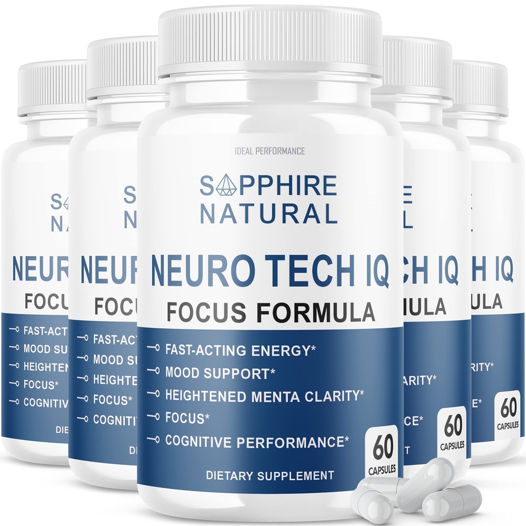 (5 Pack) Neuro Tech IQ Brain Supplement Neurotech Iq Focus Formula Pillen (300 Kapseln)