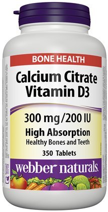 Webber Naturals Calcium Citrat Vitamin D3, 300mg / 200IU Hohe Absorption, 350 Tabletten