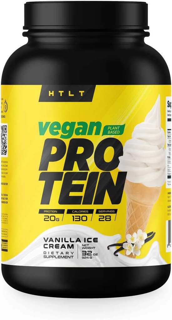 Proteine vegane di HTLT | Polvere proteica basata sulle piante | Pea & Rice Protein Powder Blend | per Shakes ad alta produttività e Treats al forno, (Vanilla Ice Cream)