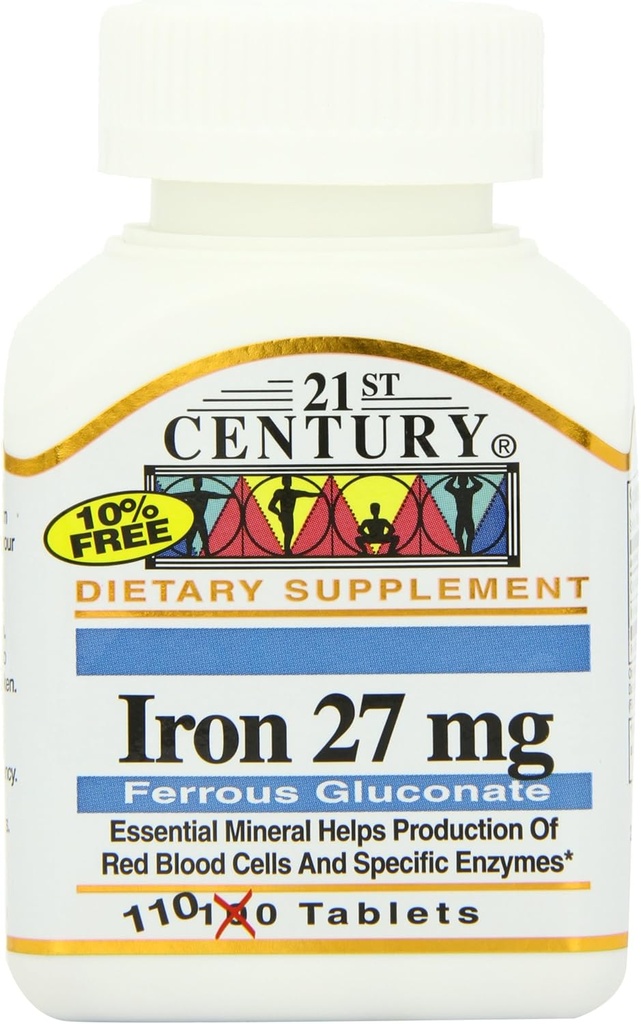 21st Century Fer 27 Mg Comprimés de Gluconate Ferreux, 110 Compte (paquet de 2)