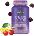 Vitamine di stomaco prenatali essenziali per le donne con ferro: Folato, Biotina, D3 & B12 + Probiotici per la digestione, Codice di vitamina Multivitamina, Non OGM, Senza glutine, 90 Gummie di limonata di ciliegia, 30 giorni di alimentazione