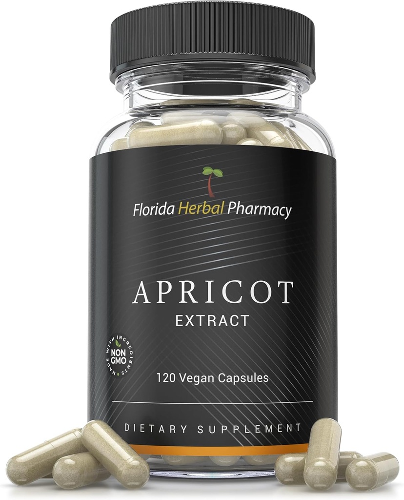 Florida Kräuter Apotheke Aprikosen Ergänzung Kapseln 20:1 (120 Kapseln) 500 mg pro Kapsel, 1000 mg Servieren
