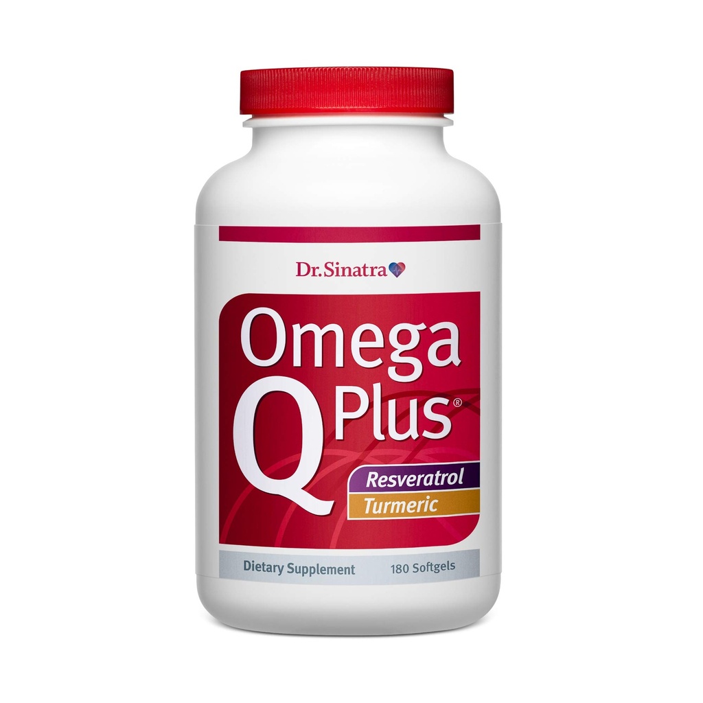 Dr Sinatra Omega Q Plus Resvératrol et Turmeric - Supplément Omega-3 avec CoQ10 Soutien pour un flux sanguin sain et une réponse inflammatoire saine (90 jours)
