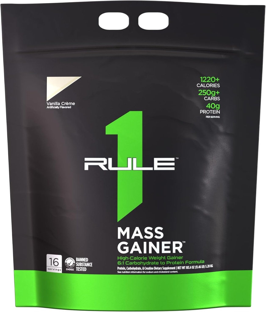 Regel 1 Maß Gainer - High-Calorie Weight Gain Formel mit 1.220+ Kalorien, 250g+ Complex Carb Blend, 40g All-Whey Protein Per Serving (16 Servietten, Vanilla Crème)