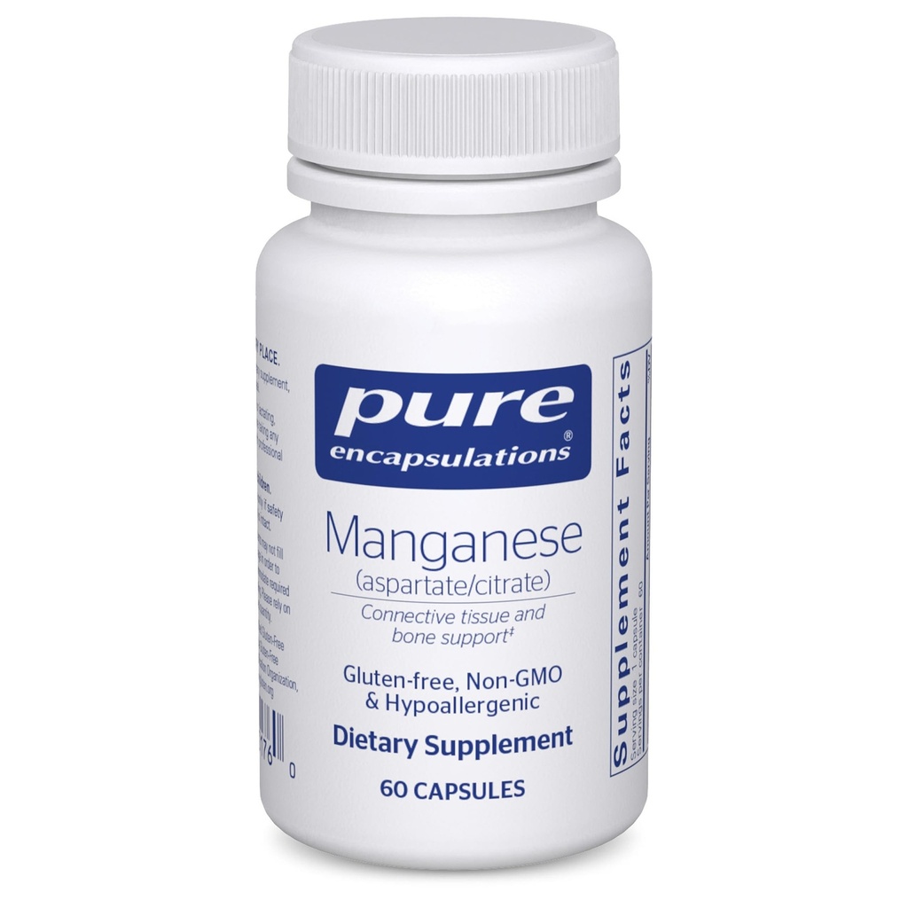Pure Encapsulations Manganese (Aspartate/Citrate) | Hypoallergene Trace Mineralische Ergänzung für Connective Tissue und Knochen | 60 Kapseln