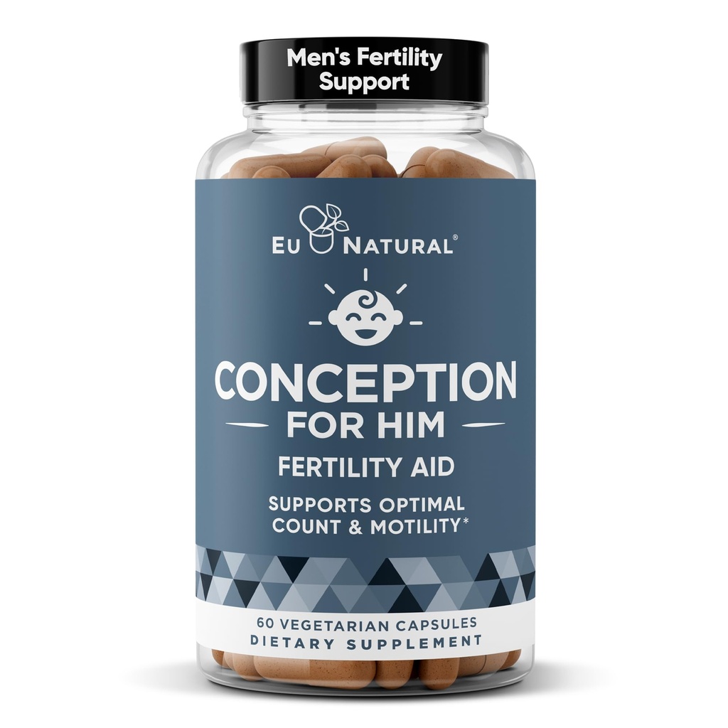 Empfängnis für ihn – Fruchtbarkeitsergänzungen für Männer, männliche Fruchtbarkeit Booster & Prenatal – Optimaler Spermzähler, Beweglichkeitsstärke – Ashwagandha, Folate Folic Acid,Magnesium & Zink – 60 Veg Soft Capsules