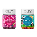 OLLY Gummy Active Immunity+Elderberry, 45 Gummi Kinder Chillax, Magnesium Gummi, Zitronenbalsam, Kalm Chews für Kinder 4+, 50 Count