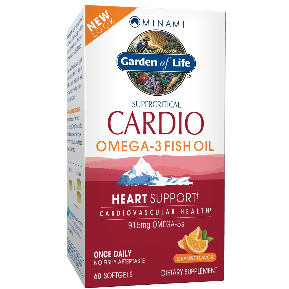 Garten des Lebens Fischöl Omega 3 - Cardio Fish Oil Supplement für Herzgesundheit, 915mg Omega 3 Fettsäuren EPA & DHA - Orange Flavor, Zwei Monate Versorgung, Minami Ultimate Supplements, 60 Softgels