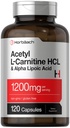Horbäach Acetyl L Carnitin HCL & Alpha Lipoic Acid 1200mg | 120 Kapseln | ALC ALA Complex | Non-GMO & Gluten Free Supplement