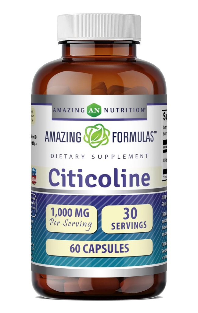 Erstaunliche Formeln Citicoline Ergänzung | 1000 Mg Pro Servieren | Kapseln | Non-GMO | Gluten-Free | Made in USA (1 Pack, 60 Count)