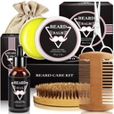 ABUDICS Regali per gli uomini, Kit del cuscinetto, Kit di ginestra del cuscinetto w / barba dell'olio Beard Balm Beard Brush Beard Forbici del cuscinetto, Regali per papà Husband Lui ragazzo