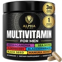 Alfa Tribe Multivitaminico per gli uomini con Seamoss Black Seed Oil Ashwagandha Burdock Root, Turmeric Bladderwrack, Vitamina C, Elderberry, Manuka, Giallo Dock | Vitamine e Minerali Men's Supplemento