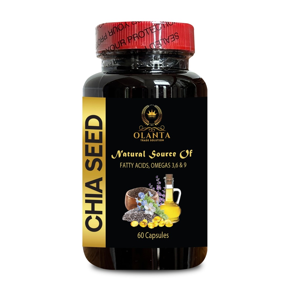 Supplément de graines CHIA - Haute fibre et protéines avec supplément Oméga-3, vitamine de graines de chia, huile de graines de chia végétalien, softgels de graines de chia - 1 bouteille