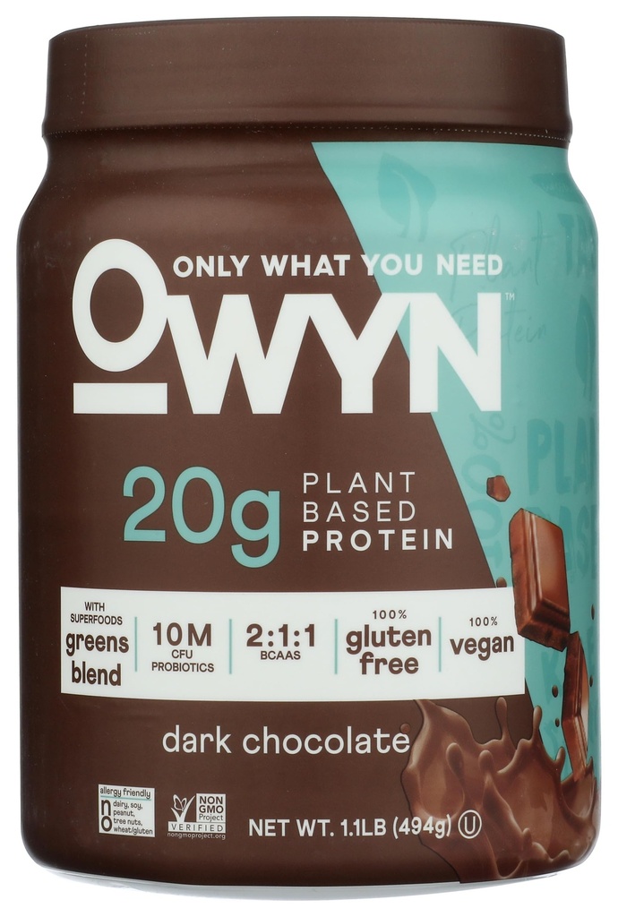 OWYN Only What You Need Plant-Based Protein Powder, Dark Chocolate, 1.17 lbs
