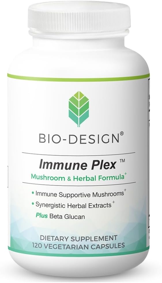 Immune Plex Mushroom & Herbal Formula - Miscela Proprietaria con Beta Glucan, Funghi Reishi & Shiitake, & Milk Thistle Silymarin per il sostegno giornaliero della salute immunitaria - 120 capsule