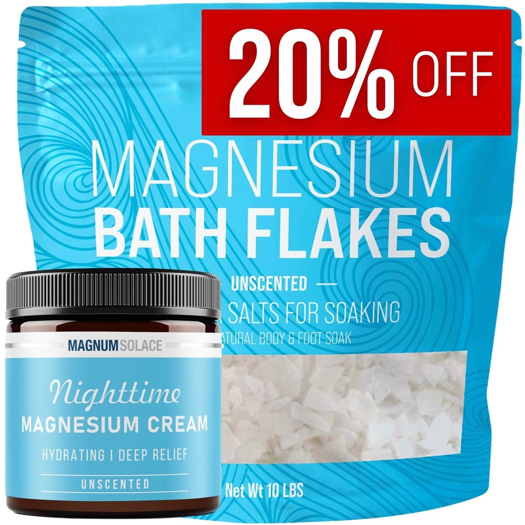 Fiocchi di bagno di magnesio e crema di magnesio - Pure Unscented