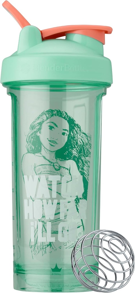 BlenderBottle Disney Princess Shaker Bottiglia Pro Series, Perfetto per Protein Shakes e Pre Workout, 28-Ounce, Guarda quanto lontano andrò, Moana
