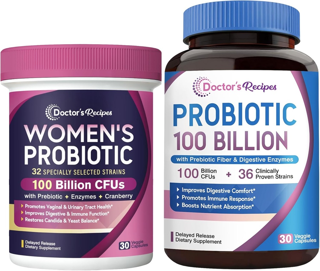 Promotion Frauen Probiotics & Probiotics 100 Billion CFUs Bundle, Vaginal & Urinary Health, Verdauungskomfort für Männer & Frauen, Regal stabil, verzögerte Veröffentlichung
