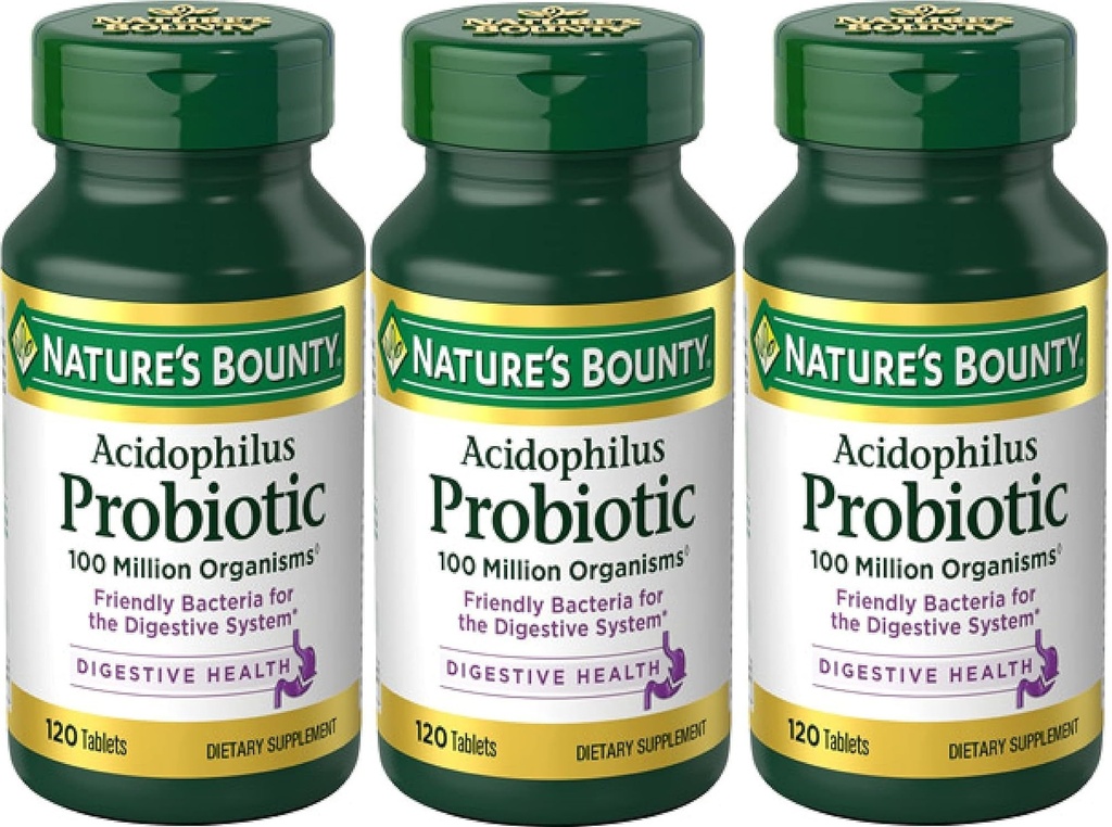 Acidophilus Probiotico di Bounty della natura, 120 Conte (Pacchetto di 3)