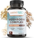 Bio Mushroom Supplement Complex 2.600 mg pro Servierung, 90 Caps, mit Bio Lion's Mane Mushroom, Türkei Tail, Enoki Agaricus, White Button & Oyster Mushroom - Memory & Immune Support