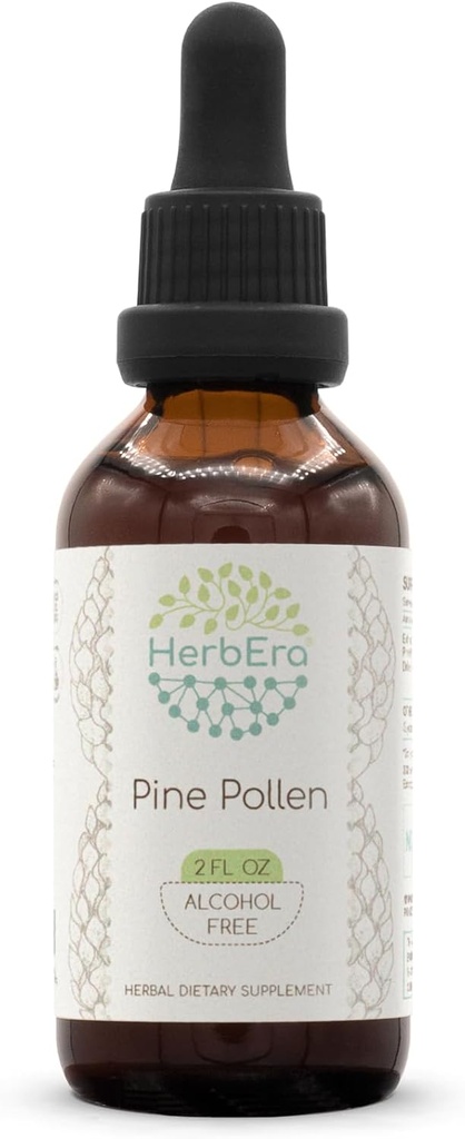 HerbEra Pine Pollen B60 Extrait d'herbes sans alcool Teinture, gouttes liquides concentrées naturelles (Fen de Song Hua, Pin écossais, Pinus Sylvestris) 2 fl oz