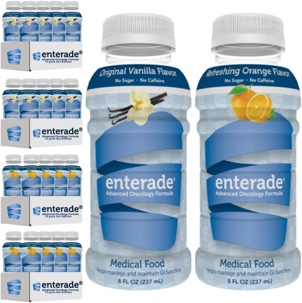 enterade AO 48 Bottiglie Arancione e Vanilla Bundle, appositamente formulato per ridurre il trattamento GI Effetti collaterali, 8oz Arancione (2 confezioni da 12) + 8oz Vanilla (2 confezioni da 12)