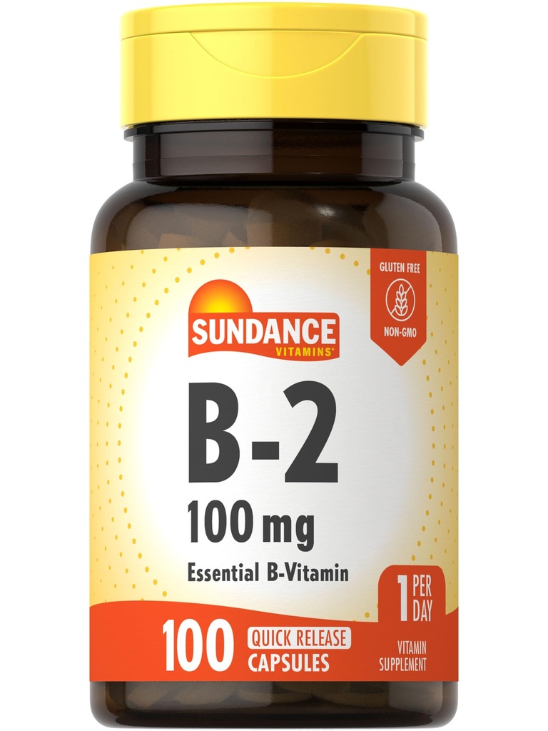 Sundance Vitamine B-2.100mg.100 Capsules.com Supplément de vitamine essentielle.