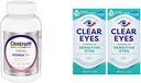Centrum Minis Silver Multivitamine pour femmes 50 Plus, supplément multiminérale avec vitamine D3, vitamine B, ingrédients non OGM, soutient la mémoire et la cognition chez les adultes âgés - 280 Ct et yeux clairs, yeux sensibles, gouttes oculaires, 0,5 Oz, 2 Pack