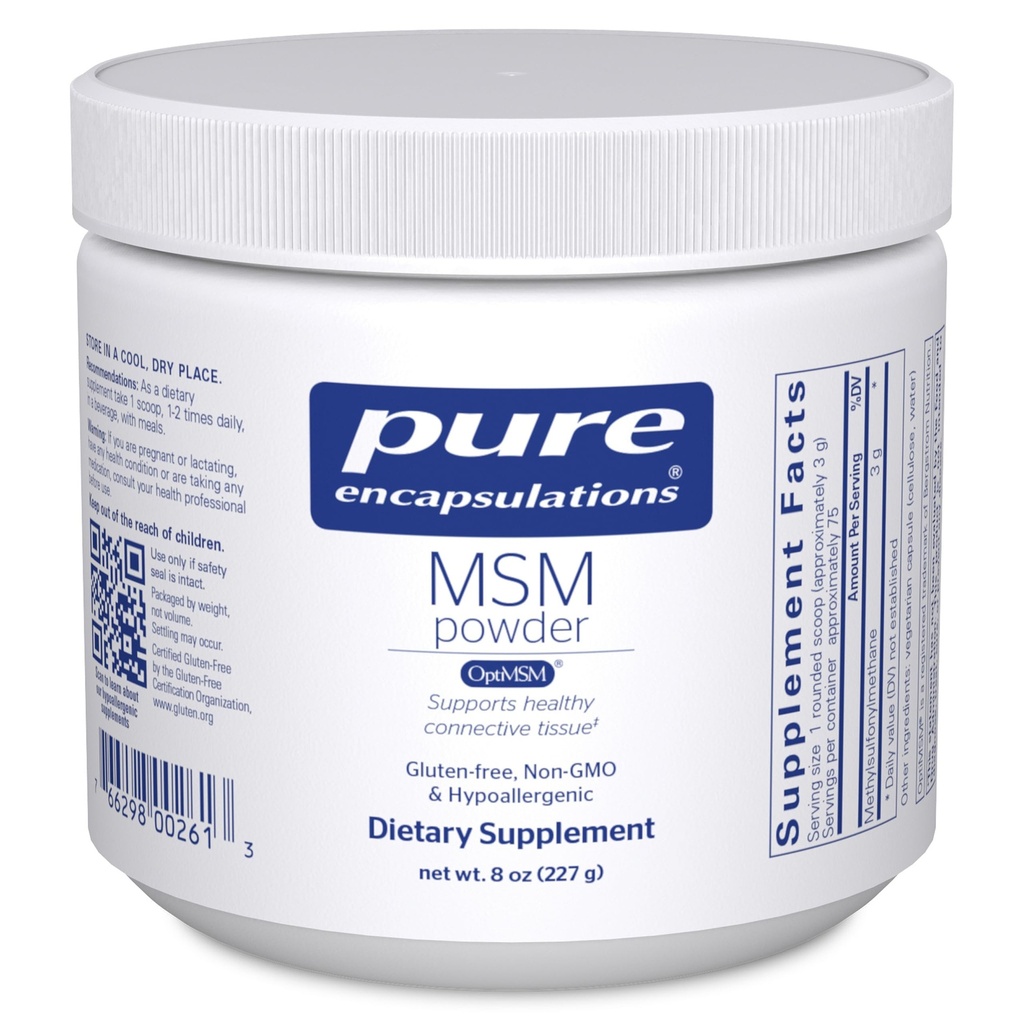 Pure Encapsulations MSM Powder | Hypoallergene Ergänzung unterstützt Gelenk-, Immun- und Atemgesundheit | 8 Unzen