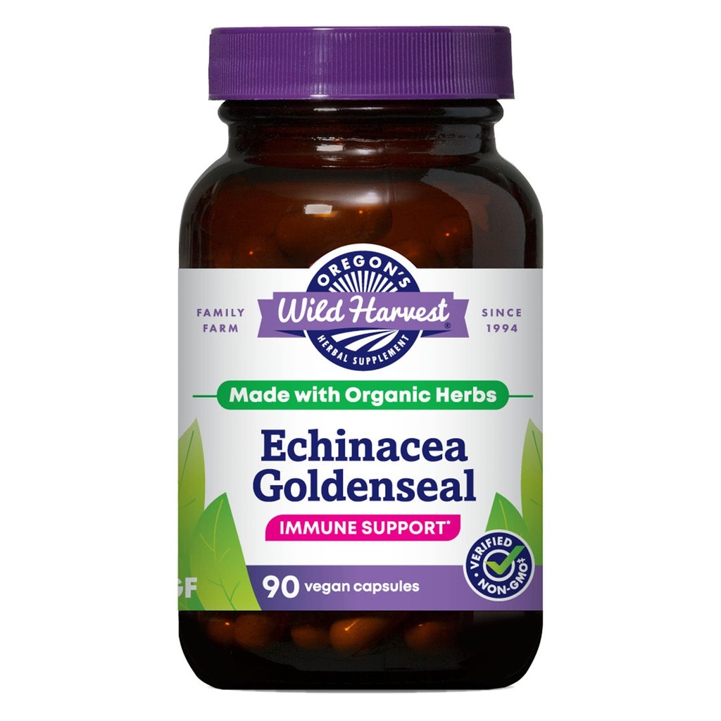 La récolte sauvage de l'Oregon Echinacea Capsules organiques de seaux d'or, végétaliens, non OGM, sans gluten, support immunitaire*, 90 comte