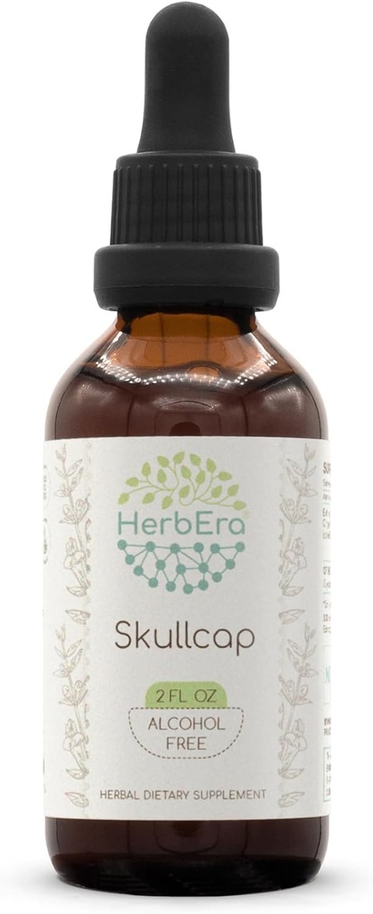 HerbEra Skullcap B60 Alkoholfreie Kräuterextrakt-Tinktur, Konzentrierte flüssige Tropfen Natürliche Skullcap (Scutellaria lateriflora) 2 fl oz
