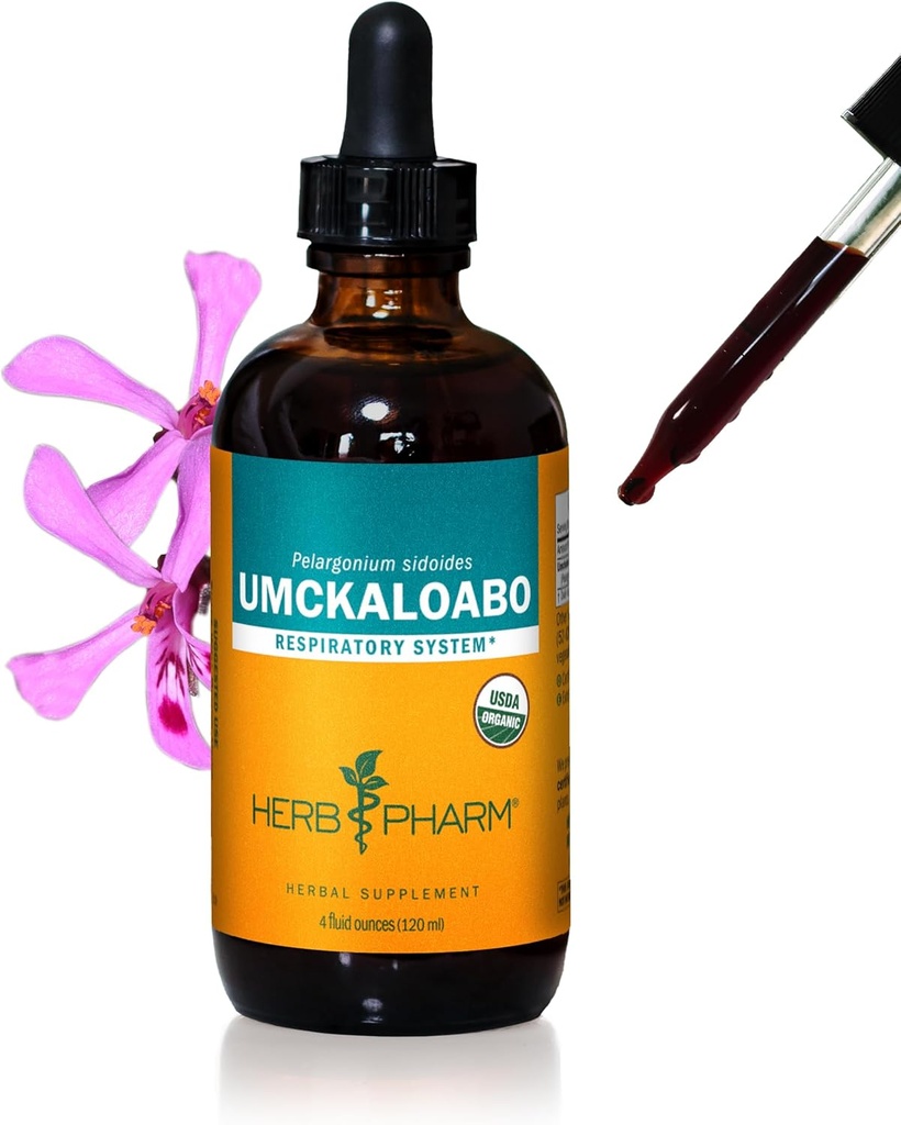 Extrait liquide d'Umckaloabo biologique certifié Herb Pharm pour le soutien du système respiratoire - 4 Once