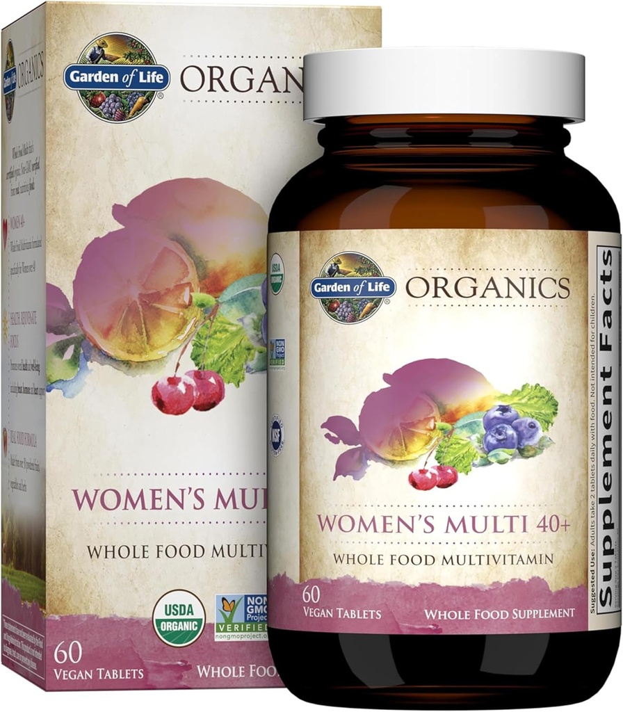 Garten des Lebens Bios Vitamine für Frauen 40+ - 60 Tabletten, Frauen Multi 40+, Vegan Vitamine für Frauen über 40, Hormone & Brust-Gesundheitsunterstützung Mischung, Ganzes Essen Frauen Multivitamin