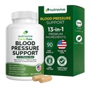 Supplément de soutien à la pression artérielle nutrative – Support du coeur naturel et de la circulation avec l'ail, la feuille d'olive, Hibiscus & B12 – USA Made, installation de GMP - 90 capsules