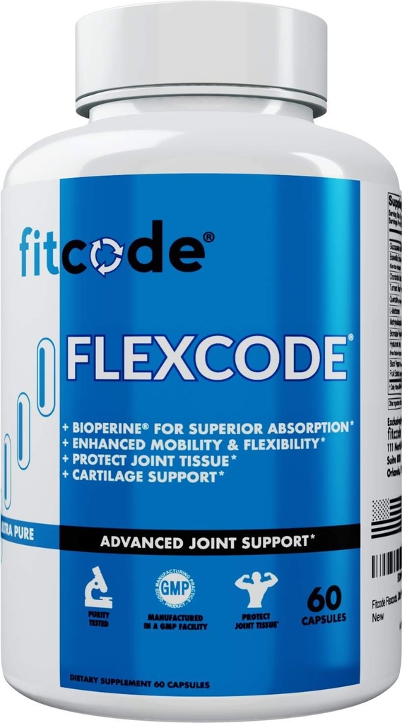 fitcode Flexcode Ultra Premium Joint Support, Glucosamin, Kurkuma, MSM, Chondroitin, Hyaluronsäure, Glutenfrei, für Männer und Frauen (30 Portionen)