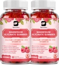 (2 Pack) 600 Mg Magnesium Glycinat Gummi, Magnesium Supplement Complex Magnesium Malate, Magnesium Citrate & Kalium, Unterstützt Nacht & Gelenk, Energie Boost, Vegan & 0-Sugar, Raspberry 120 Count