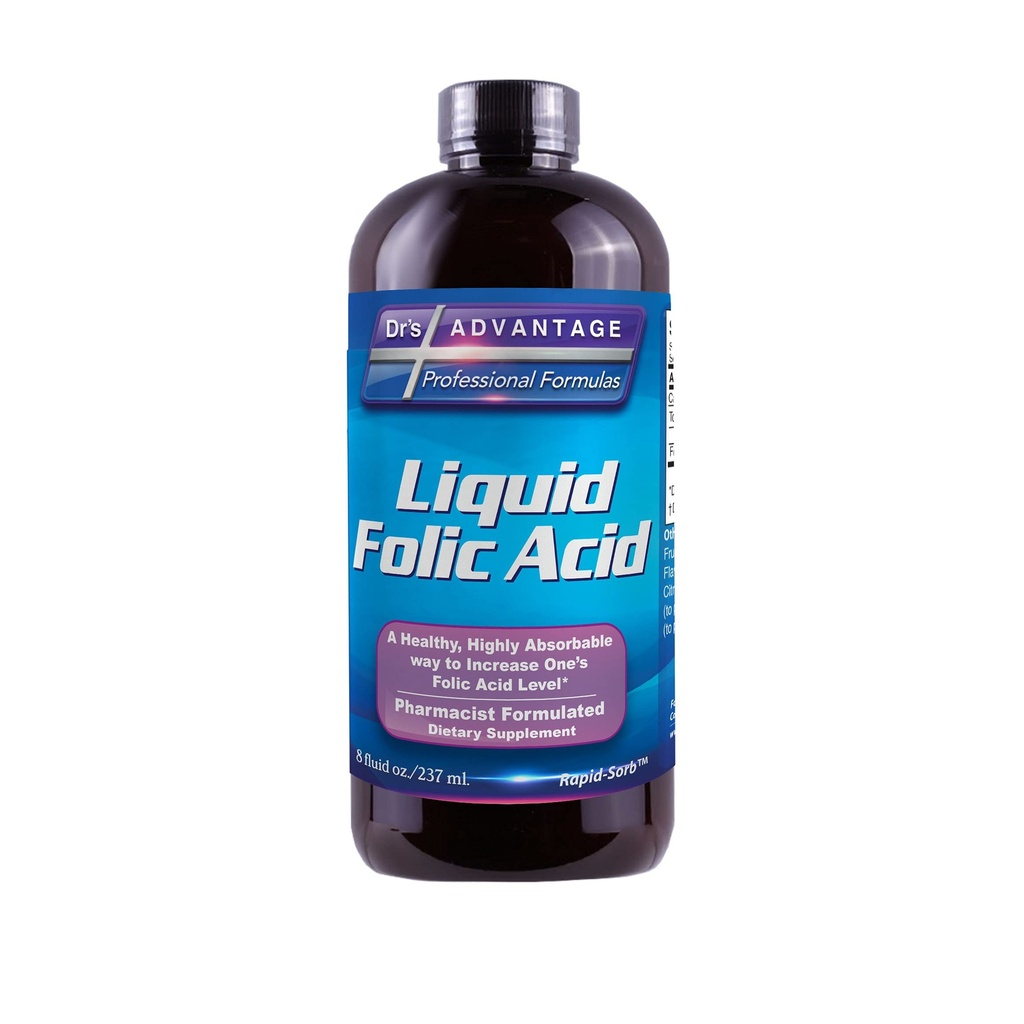 Acido folico liquido 800 MCG, 8 oz.