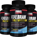 FORCE FACTOR Forebrain Pro Gamer Brain Booster, Gamer Supps per aumentare la concentrazione e la consapevolezza, luce blu, supplemento di gioco, Nootropic, 240 capsule, 3-Pack, nero