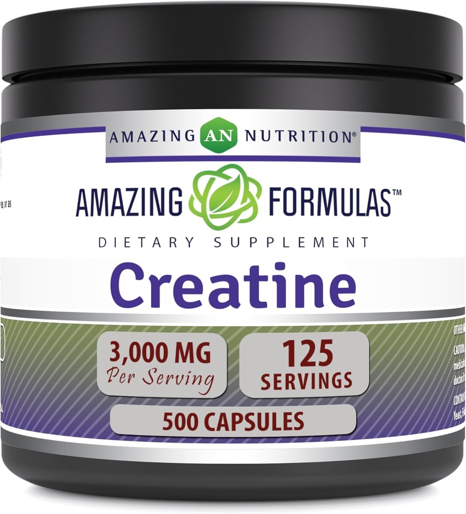 Erstaunliche Formeln Creatine 3000 Mg Aminosäure Ergänzung | Kapseln | Non-GMO | Gluten-Free | Made in USA (1 Pack | 500 Count)