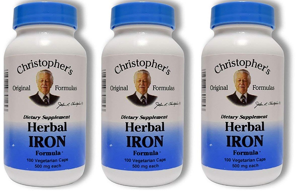 Christopher's Original Formulas Herbal Iron Formula, Natural Iron Support, 450 mg, 100 Vegetarische Kapseln