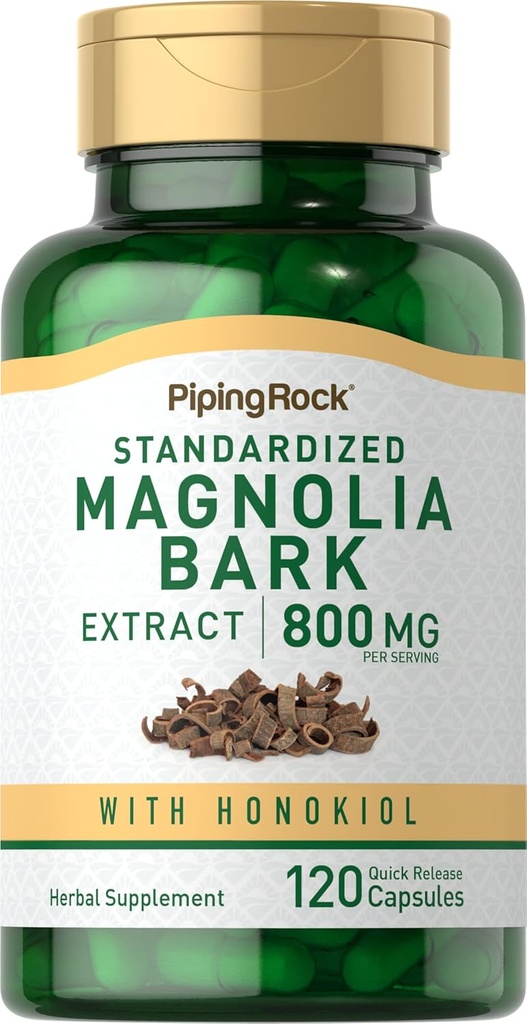 Piping Rock Magnolia Bark Extract 800mg | 120 capsule | Integratore di erbe standardizzato | con Honokiol | Non-GMO, Gluten Free