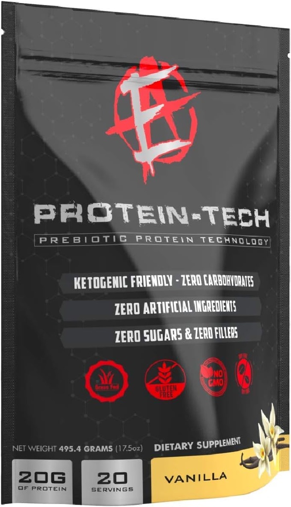 Labs améliorés - Protéines Tech - Poudre de protéines de collagène intelligente pour les hommes et les femmes - supplément protéinique sans glucides (20 portions) (Vanilla)