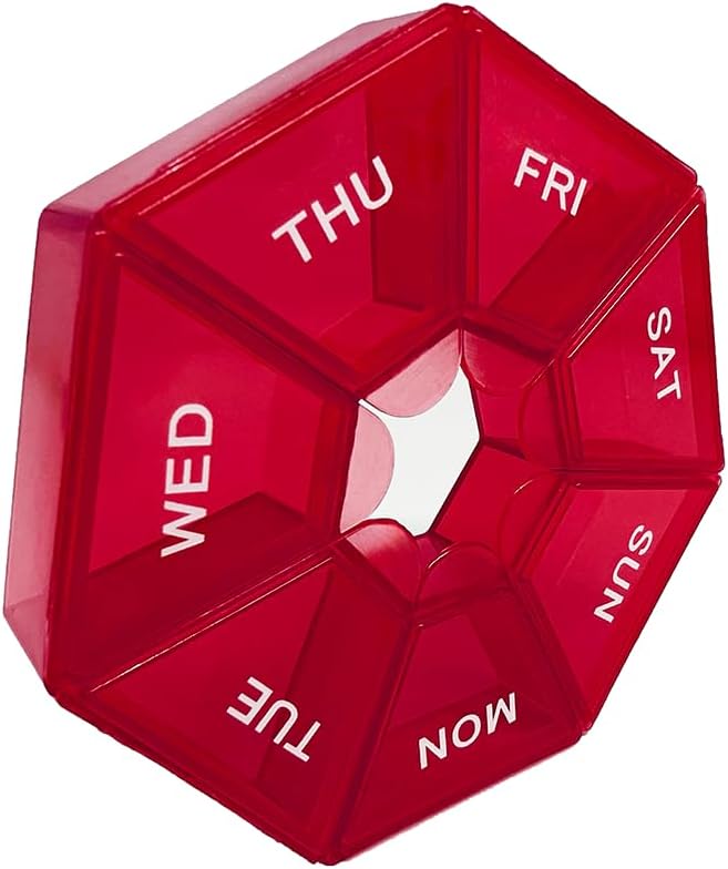 Red Daily Pill Organizer - 7 jours, 1 fois par jour, Cas de pilule de voyage