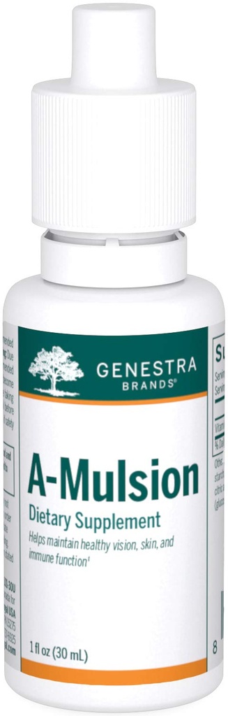 Genestra Brands A-Mulsion | Vitamina A Liquido per supportare il sistema immunitario, pelle, visione, ossa e denti* | 1 Fl Oz | Citrus Flavor
